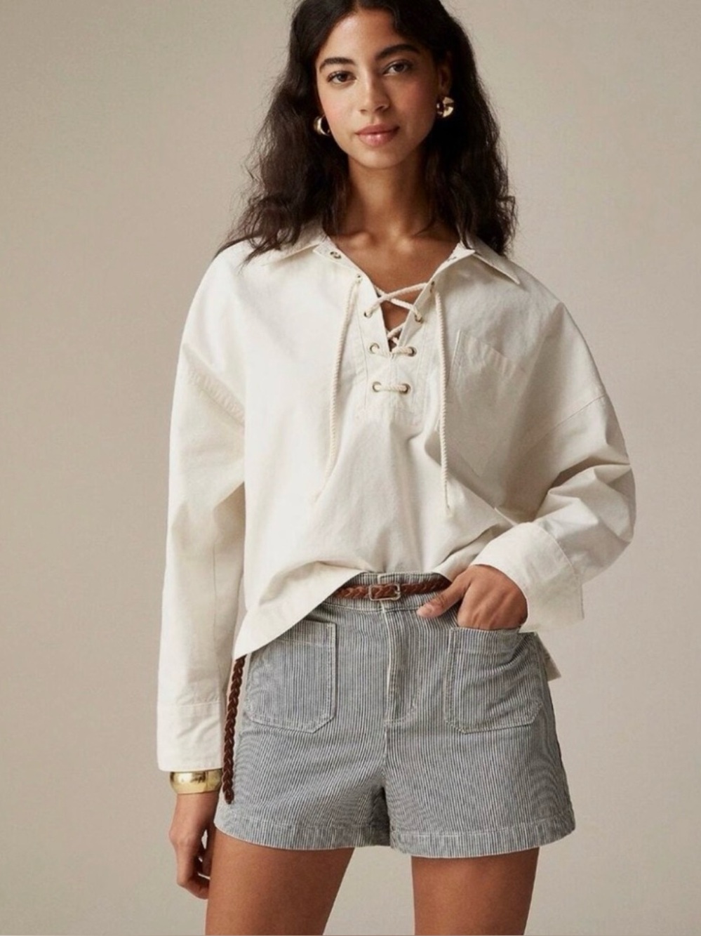 J.Crew Lace-Up Pullover Shirt